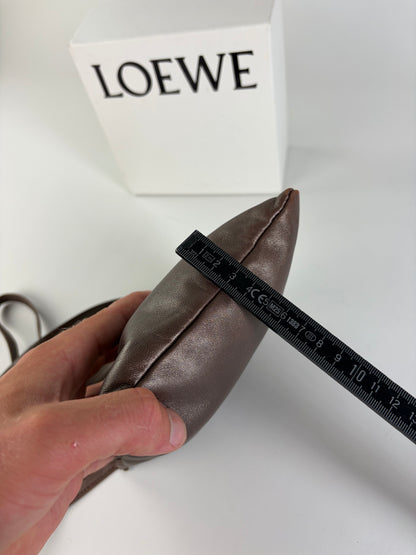 Vintage Loewe Soft Leather Crossbody Bag Dark Brown Gold