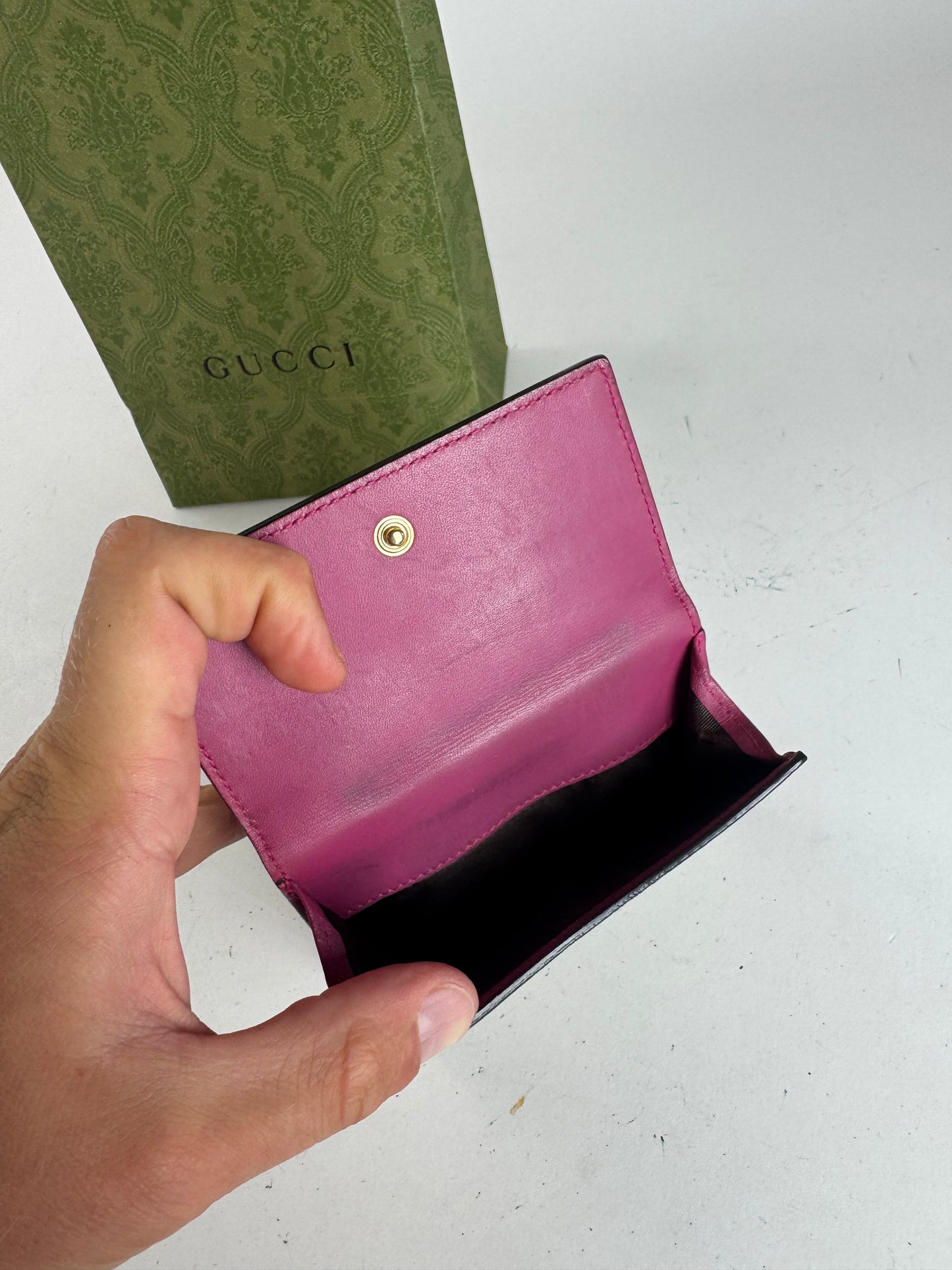 Vintage Gucci Ophidia Monogram leather wallet gray red