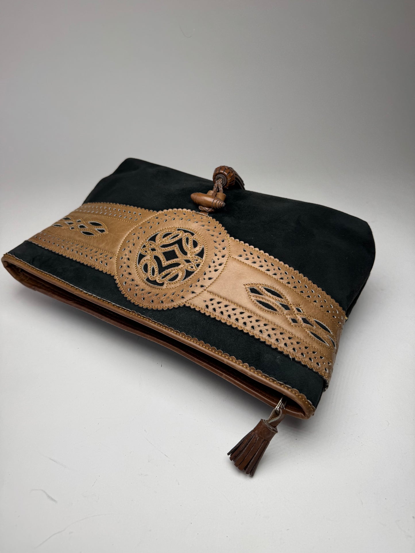 Vintage Loewe Madrid Suede Leather Clutch black brown