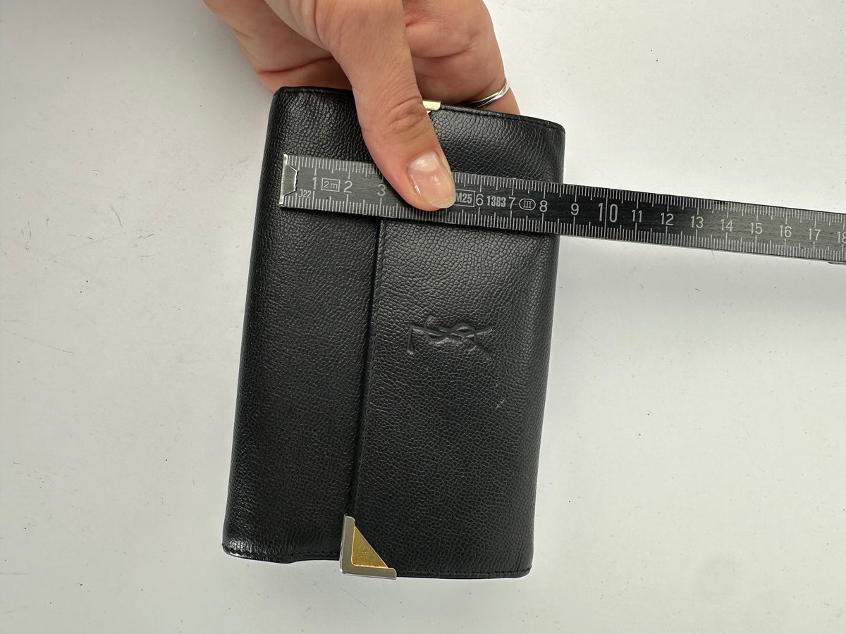 Vintage Yves Saint Laurent Textured Leather Bifold Wallet Late 1990s Black