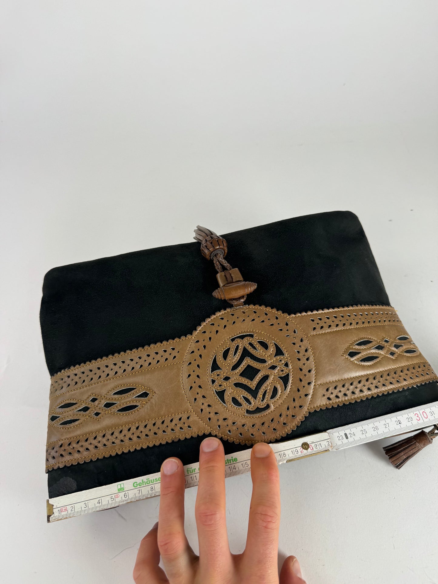 Vintage Loewe Madrid Suede Leather Clutch black brown