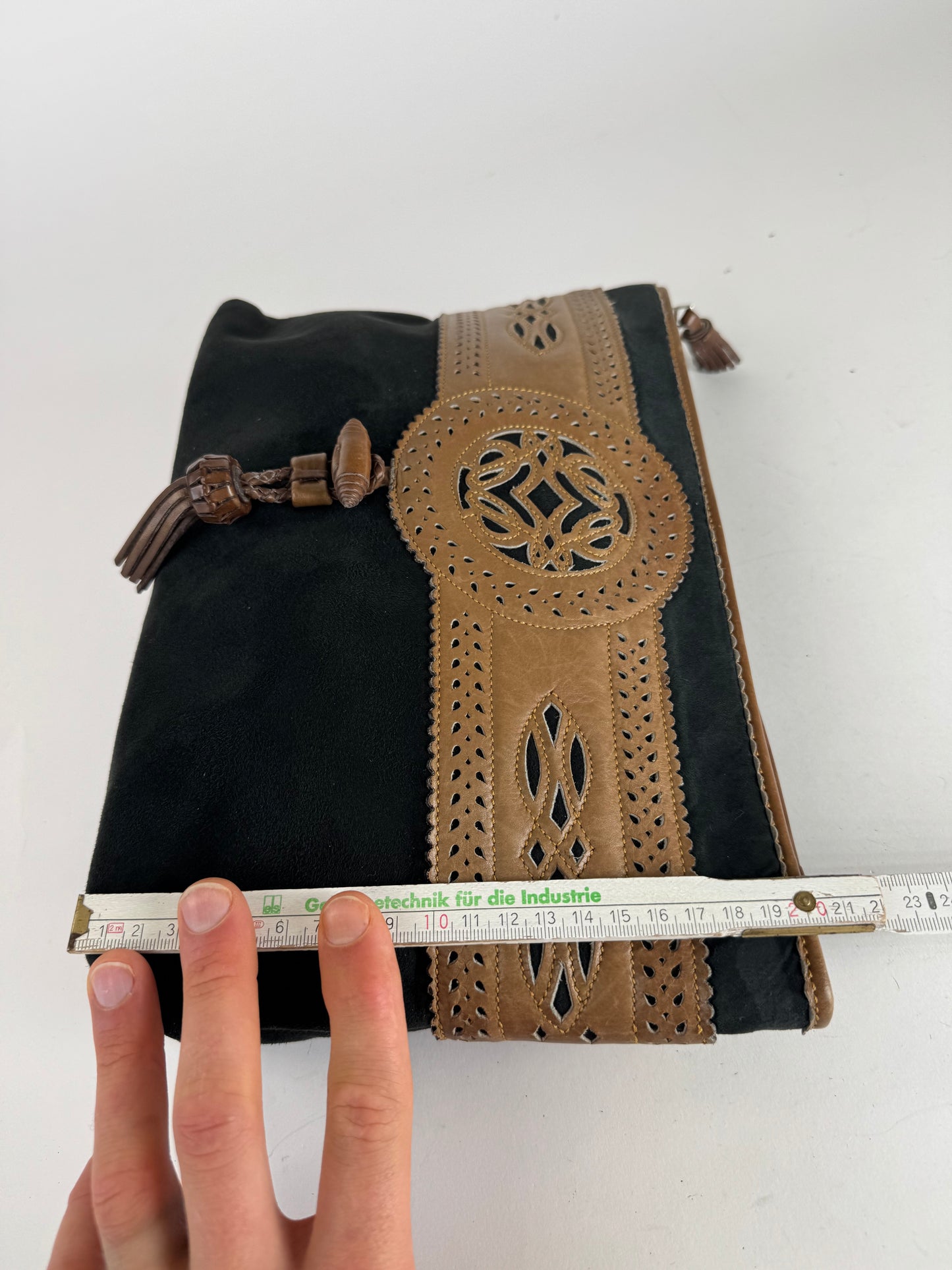 Vintage Loewe Madrid Suede Leather Clutch black brown