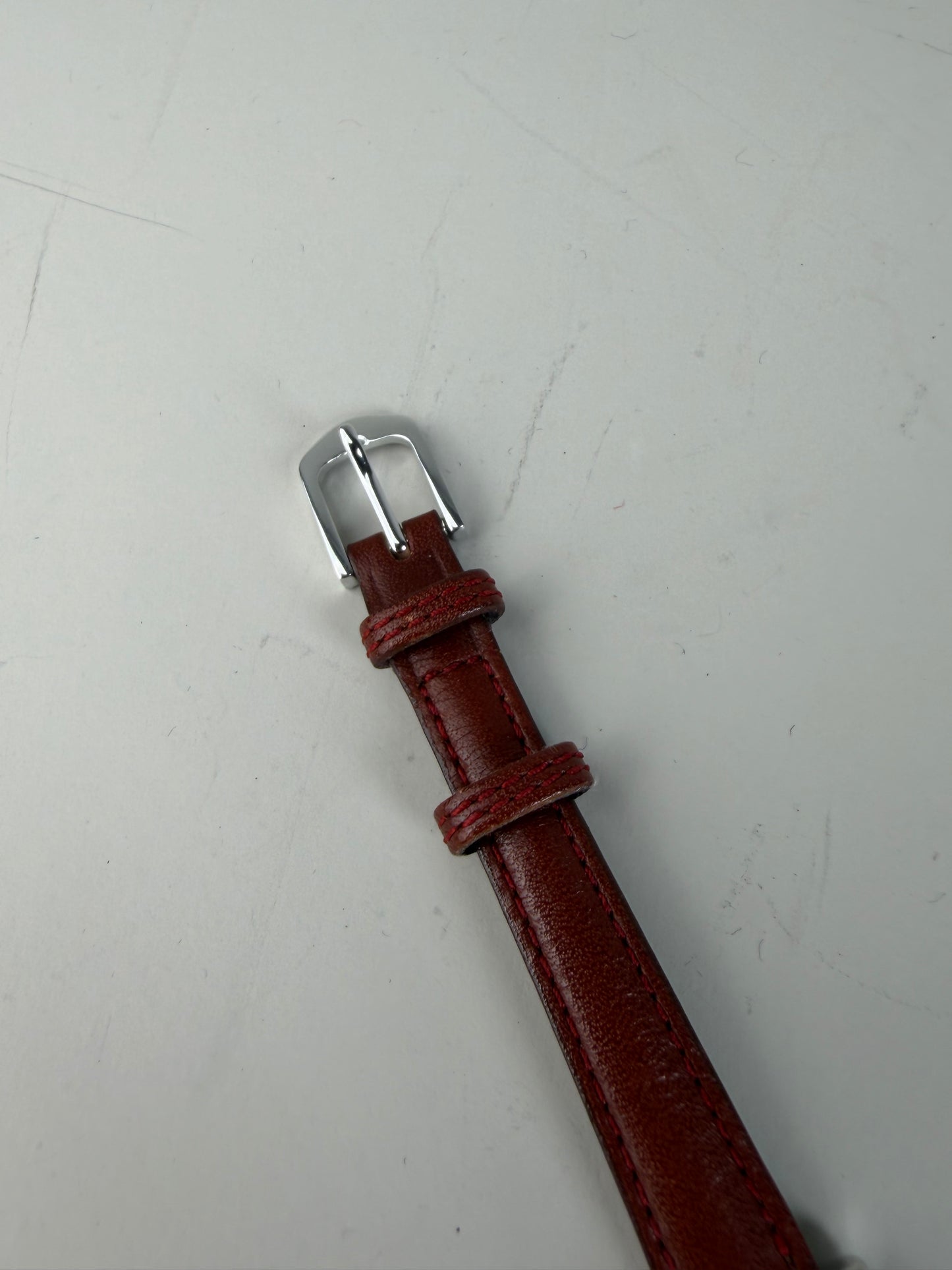 Vintage Courreges Leather Strap Watch Red Grey Silver