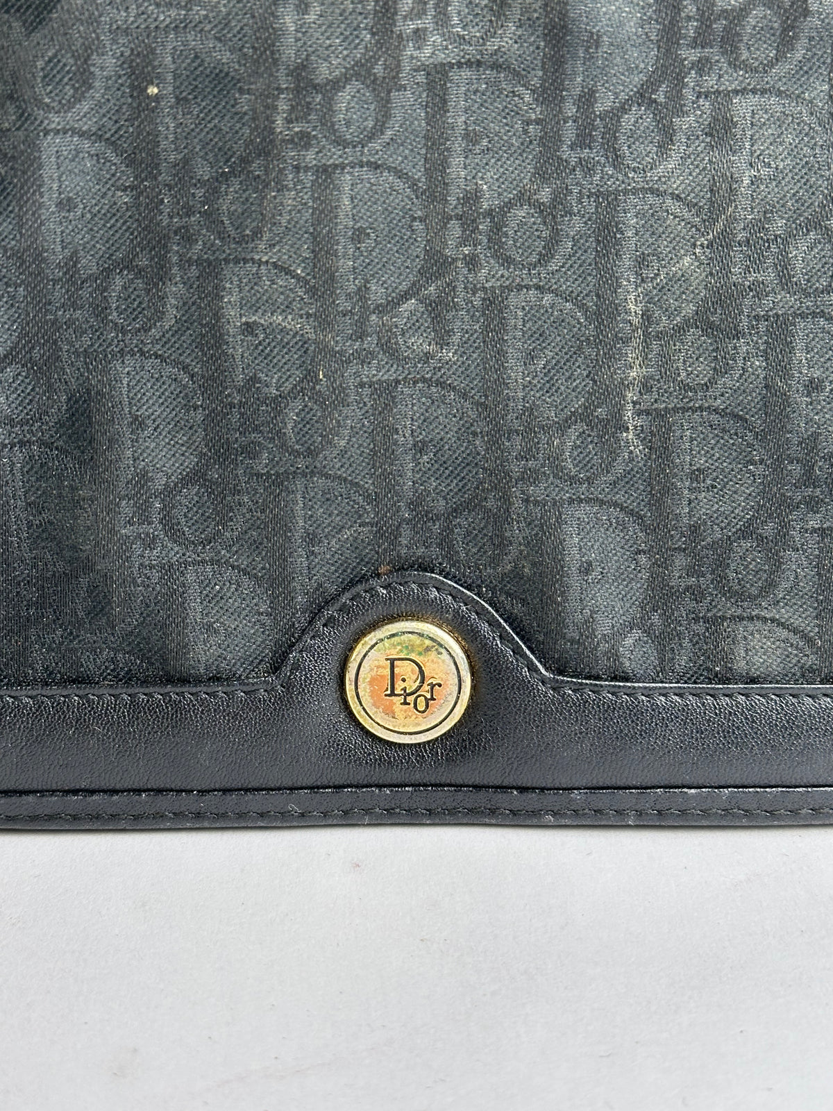 Vintage Dior Oblique Canvas Bifold Wallet Late 1980s Black
