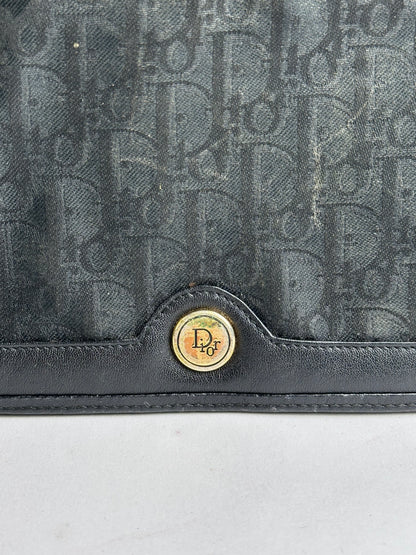 Vintage Dior Oblique Canvas Bifold Wallet Late 1980s Black