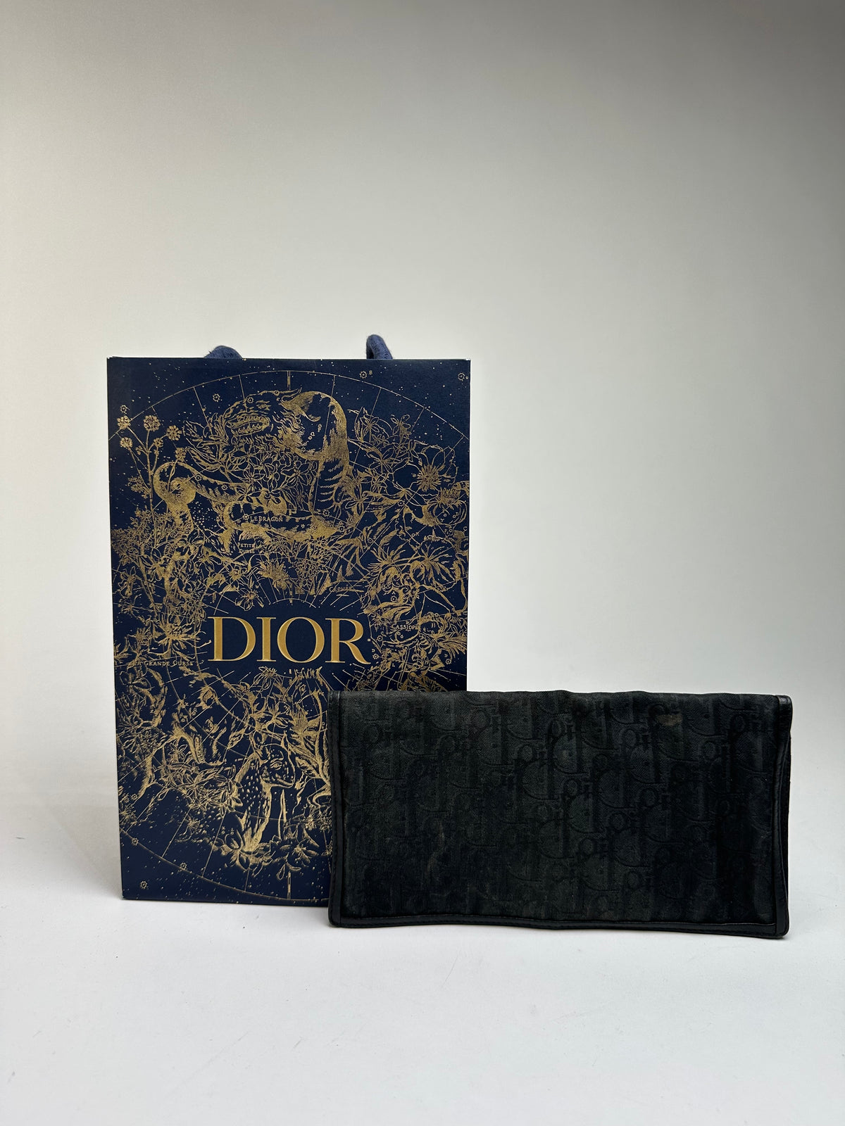 Vintage Dior Oblique Canvas Bifold Wallet Late 1980s Black