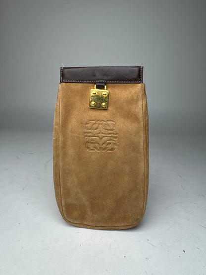 Vintage Loewe Suede Leather Pouch Brown