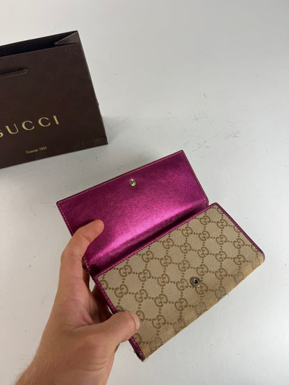 Vintage Gucci Monogram GG wallet beige purple