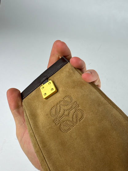 Vintage Loewe Suede Leather Pouch Brown