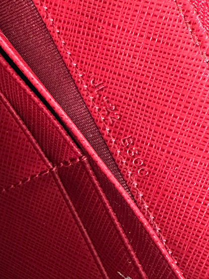 Vintage Ferragamo Leather Zip Wallet Red Silver