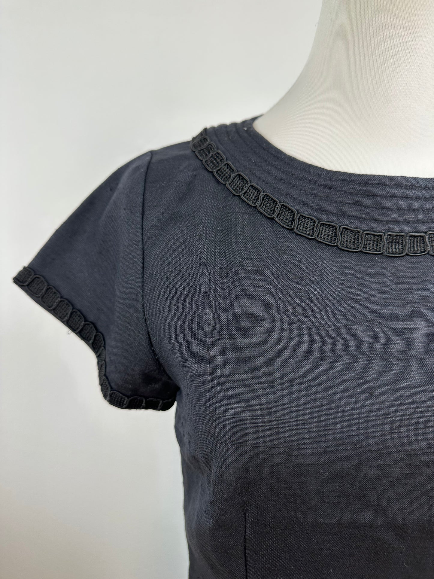 Vintage Givenchy Linen Dress Black M