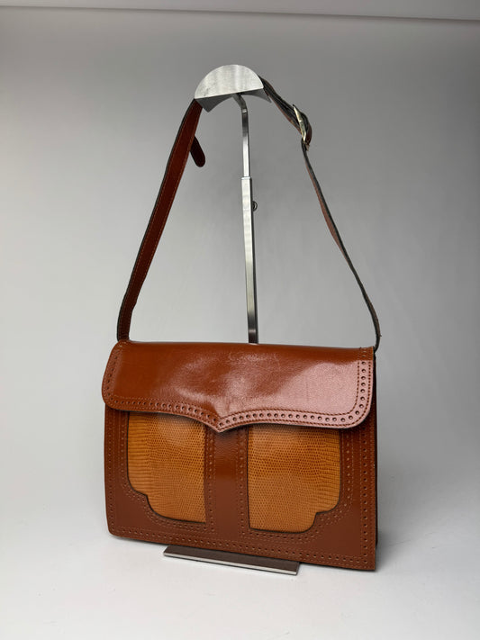 Sac vintage en cuir Yves Saint Laurent orange marron