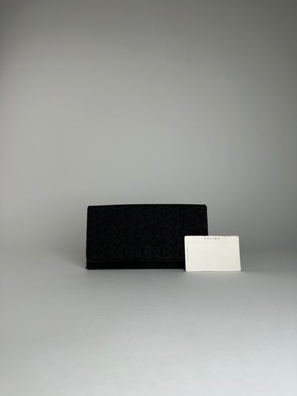 Vintage Celine CC Monogram Fabric Wallet Black Gold