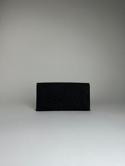 Vintage Celine CC Monogram Fabric Wallet Black Gold