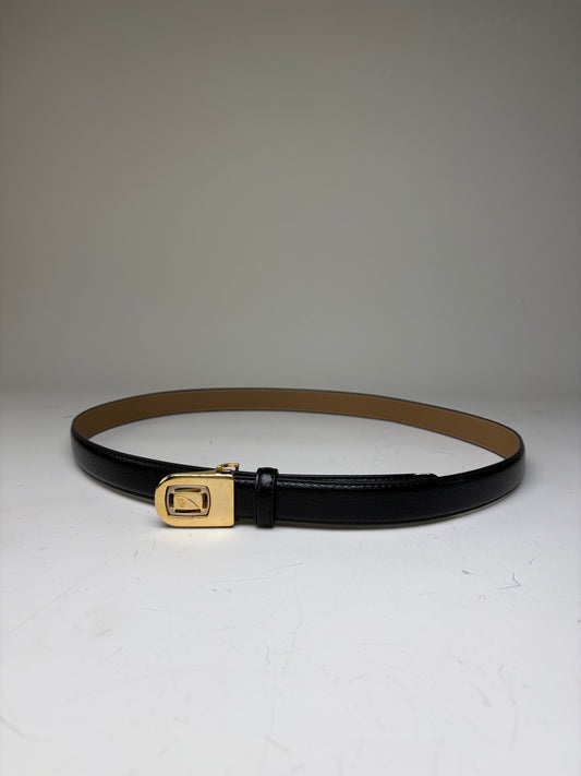 Vintage Dior Leather Belt Black Tan Gold Buckle