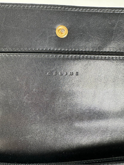 Vintage Celine CC Monogram Fabric Wallet Black Gold