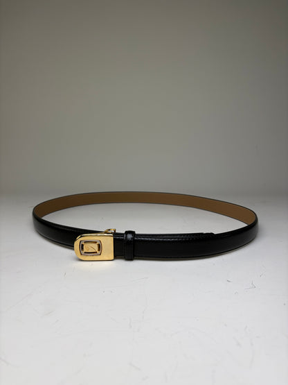 Vintage Dior Leather Belt Black Tan Gold Buckle