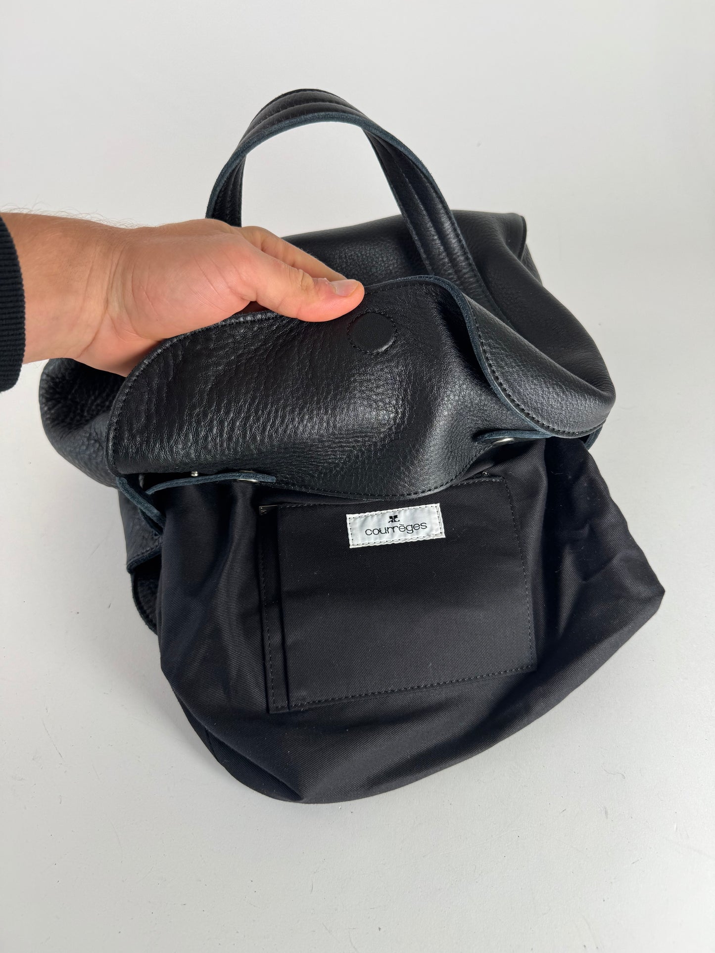 Vintage Courreges Paris Leather Bag black