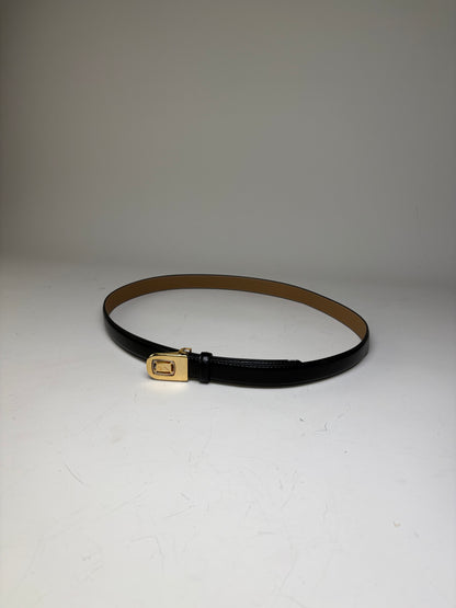 Vintage Dior Leather Belt Black Tan Gold Buckle