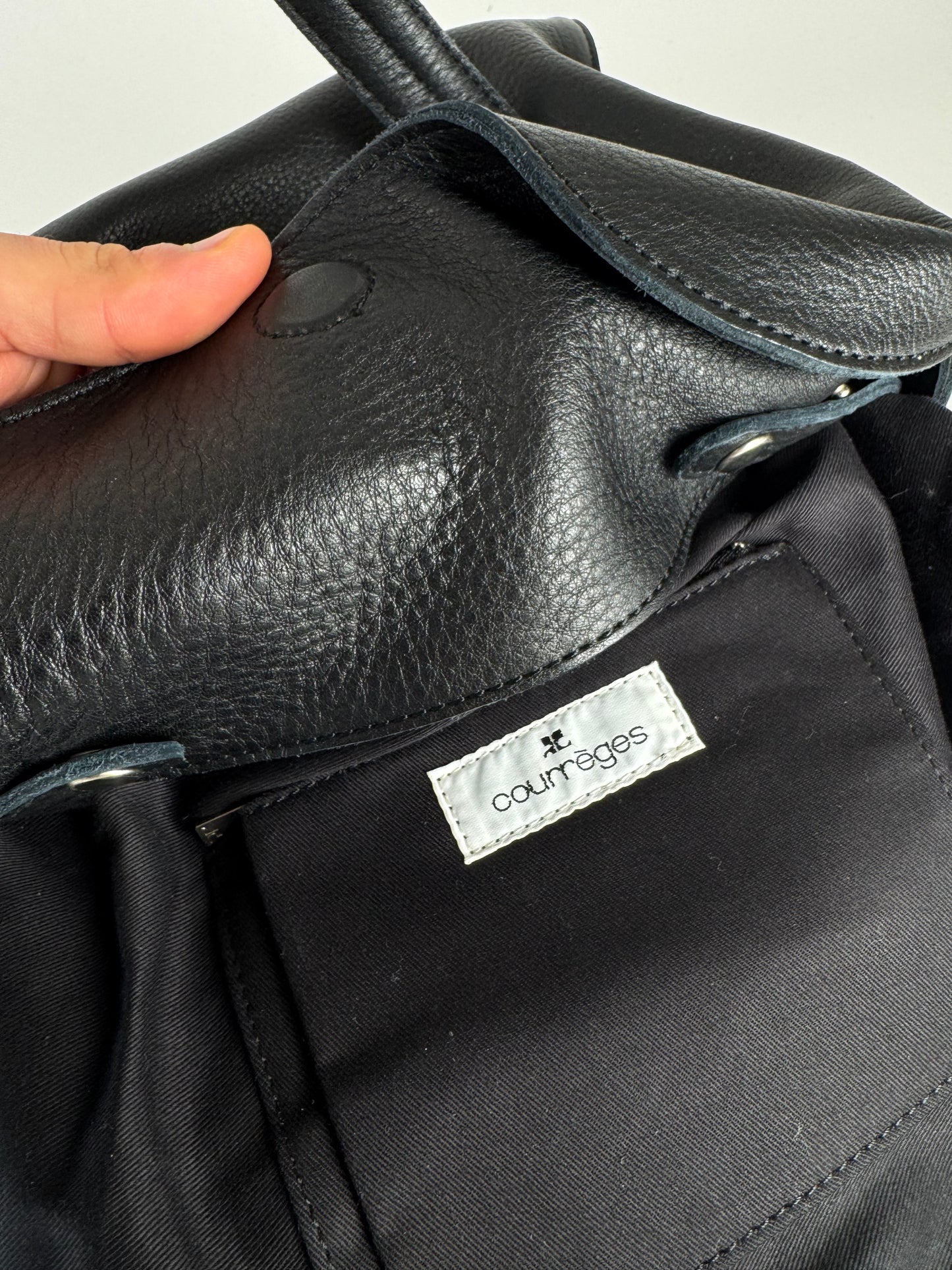 Vintage Courreges Paris Leather Bag black