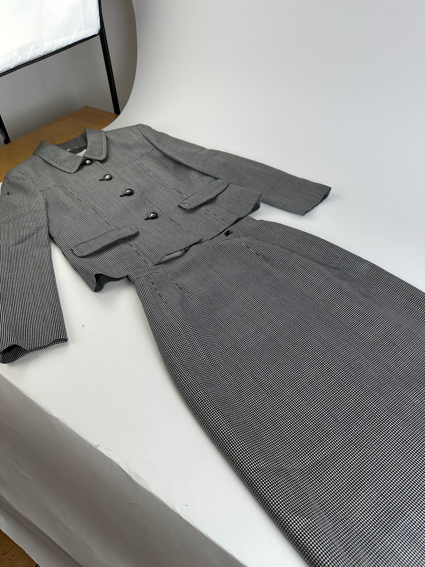 Vintage Courreges Checked Blazer Black White M