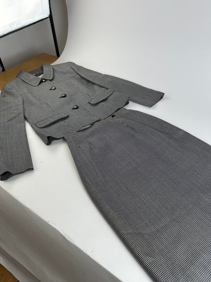 Vintage Courreges Checked Blazer Black White M