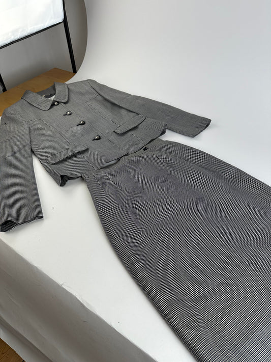 Vintage Courreges Checked Blazer Black White M