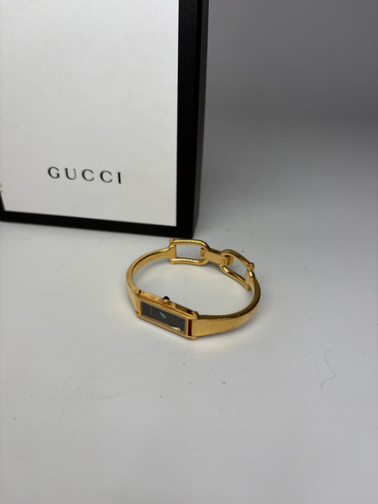 Vintage Gucci Gold-Tone Stainless Steel Leather Strap Watch with Box