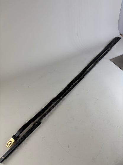 Vintage Dior Leather Belt Black Tan Gold Buckle
