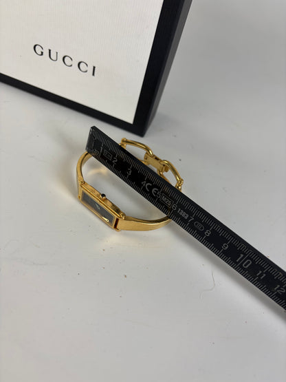 Vintage Gucci Gold-Tone Stainless Steel Leather Strap Watch with Box