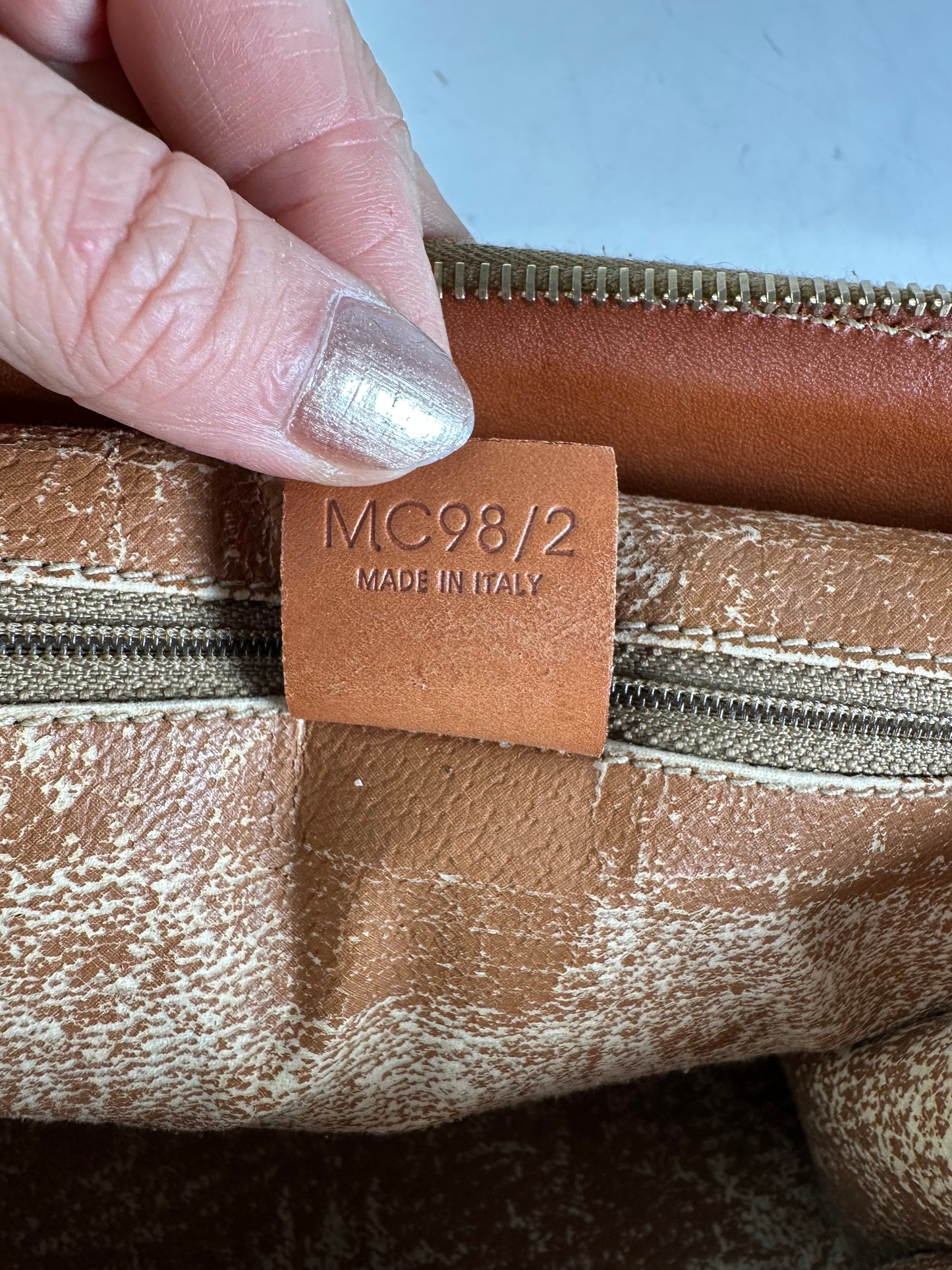 Vintage Celine Coated Canvas Handbag Brown Tan Gold