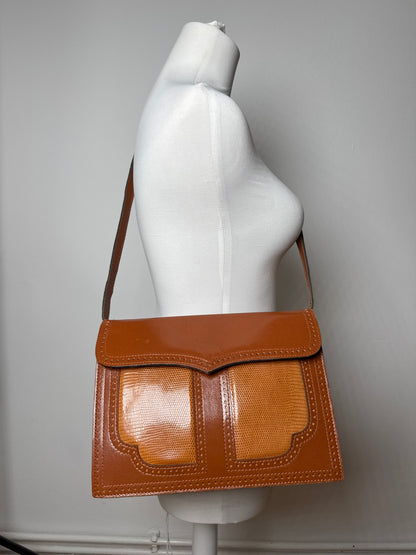Sac vintage en cuir Yves Saint Laurent orange marron