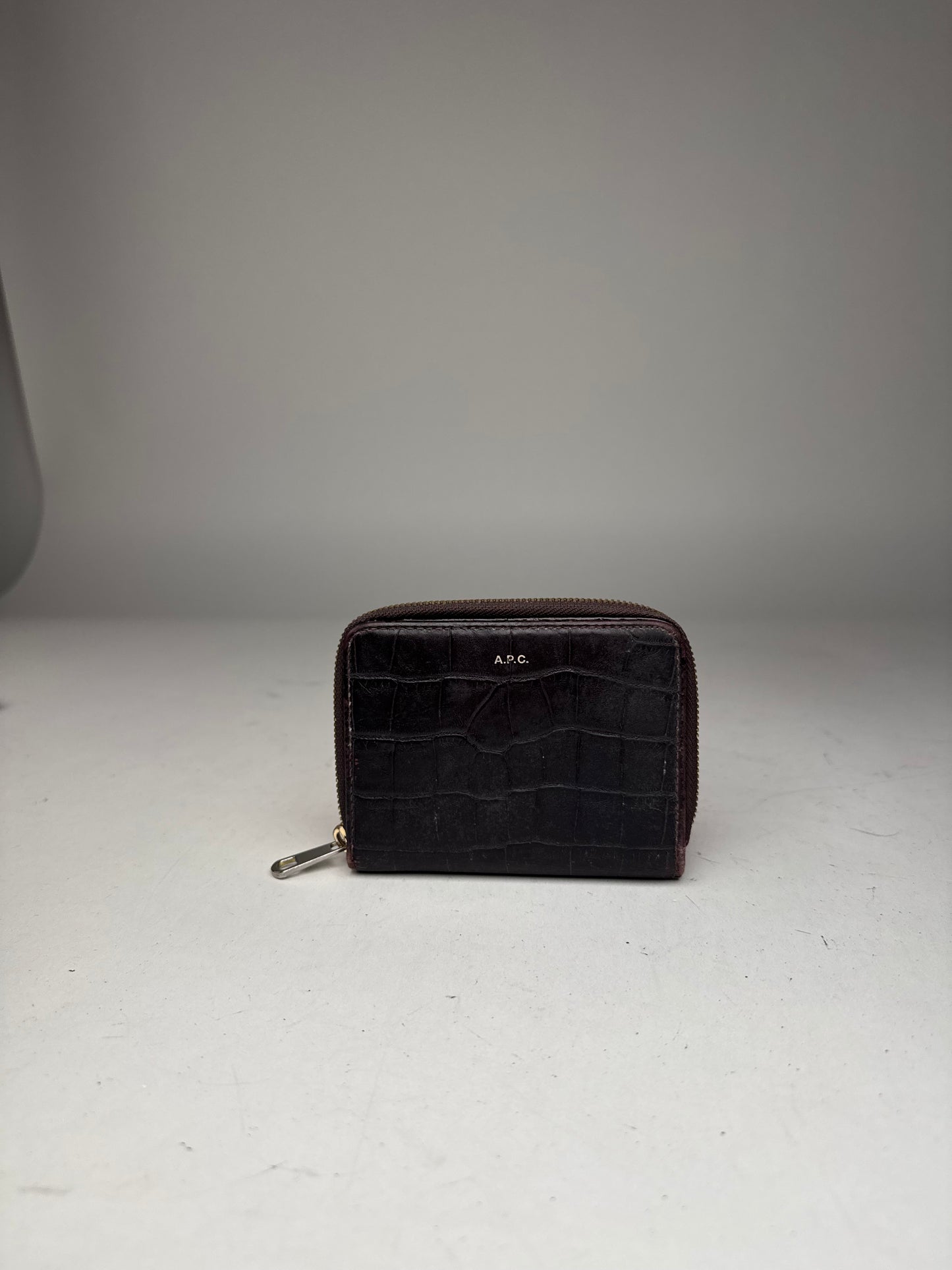 Vintage APC leather Wallet Crocodile Emblossed Purple