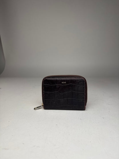 Vintage APC leather Wallet Crocodile Emblossed Purple