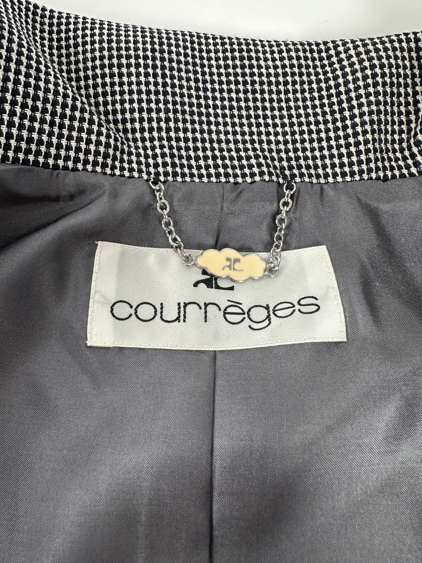 Vintage Courreges Checked Blazer Black White M