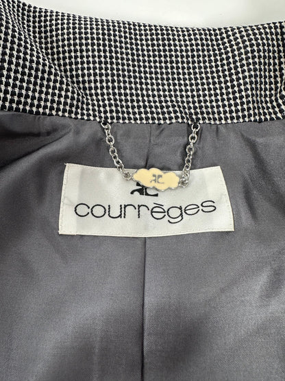 Vintage Courreges Checked Blazer Black White M