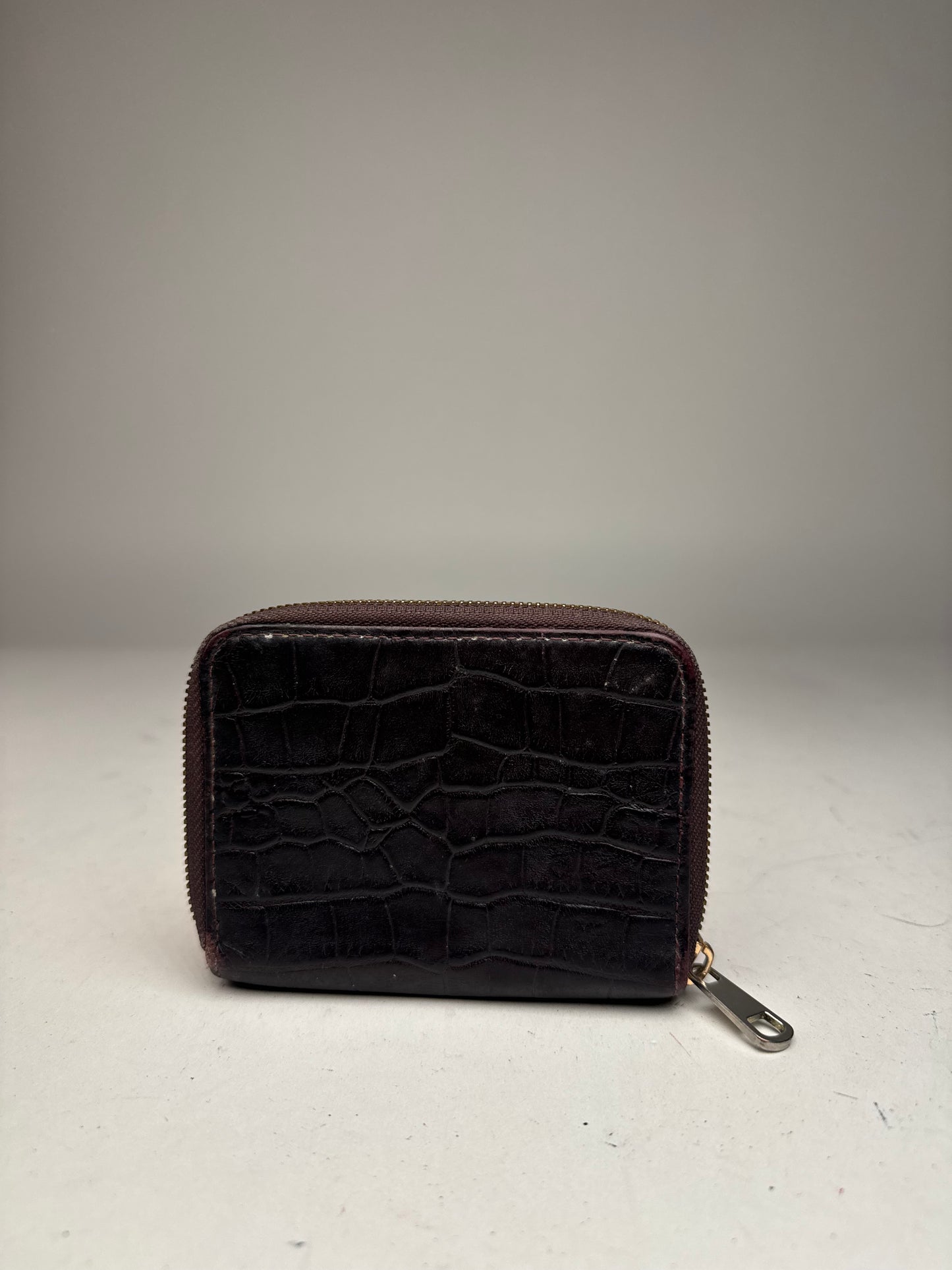 Vintage APC leather Wallet Crocodile Emblossed Purple