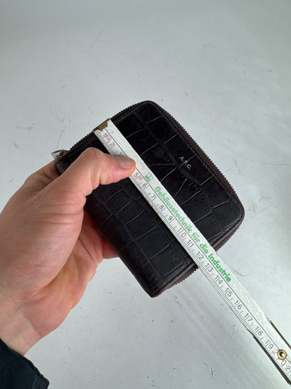 Vintage APC leather Wallet Crocodile Emblossed Purple