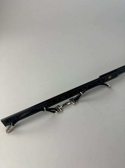 Vintage Salvatore Ferragamo Leather Steel Bracelet Black Silver