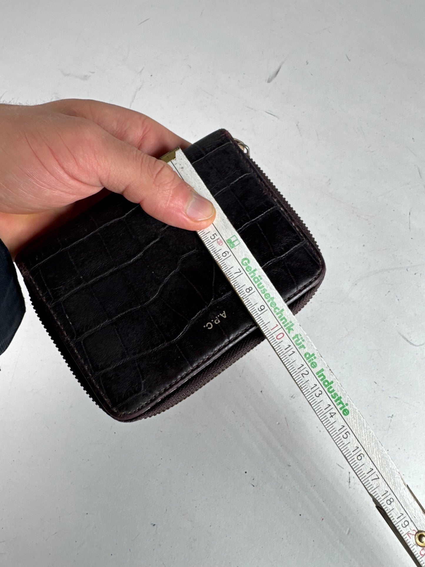 Vintage APC leather Wallet Crocodile Emblossed Purple