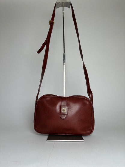 Vintage Givenchy Snake Emblossed Leather Crossbody Bag Brown
