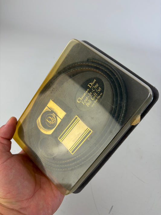 Vintage Dior Leather Belt Black Gold-tone Buckle