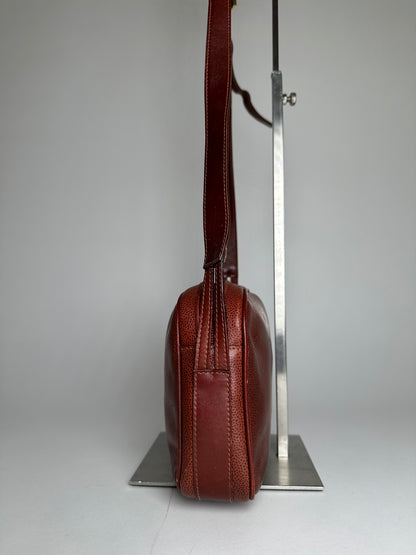 Vintage Givenchy Snake Emblossed Leather Crossbody Bag Brown