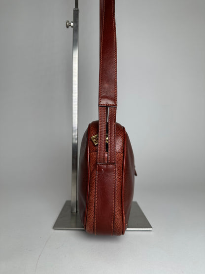 Vintage Givenchy Snake Emblossed Leather Crossbody Bag Brown