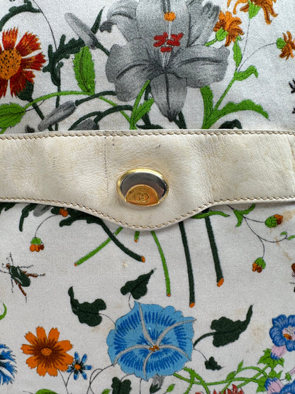 Vintage Gucci Flora Canvas Bucket Bag Late 1970s Cream Multicolor