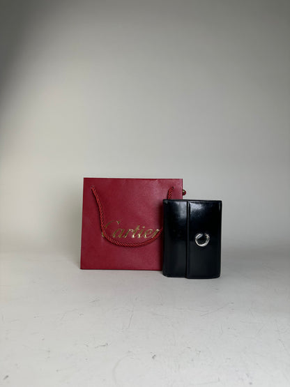 Vintage Cartier Leather Wallet Black Silver