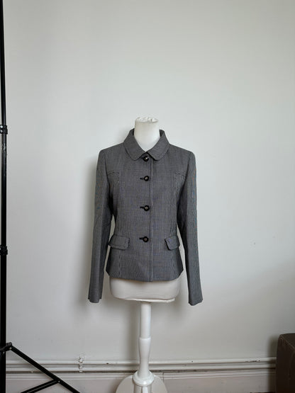 Vintage Courreges Checked Blazer Black White M