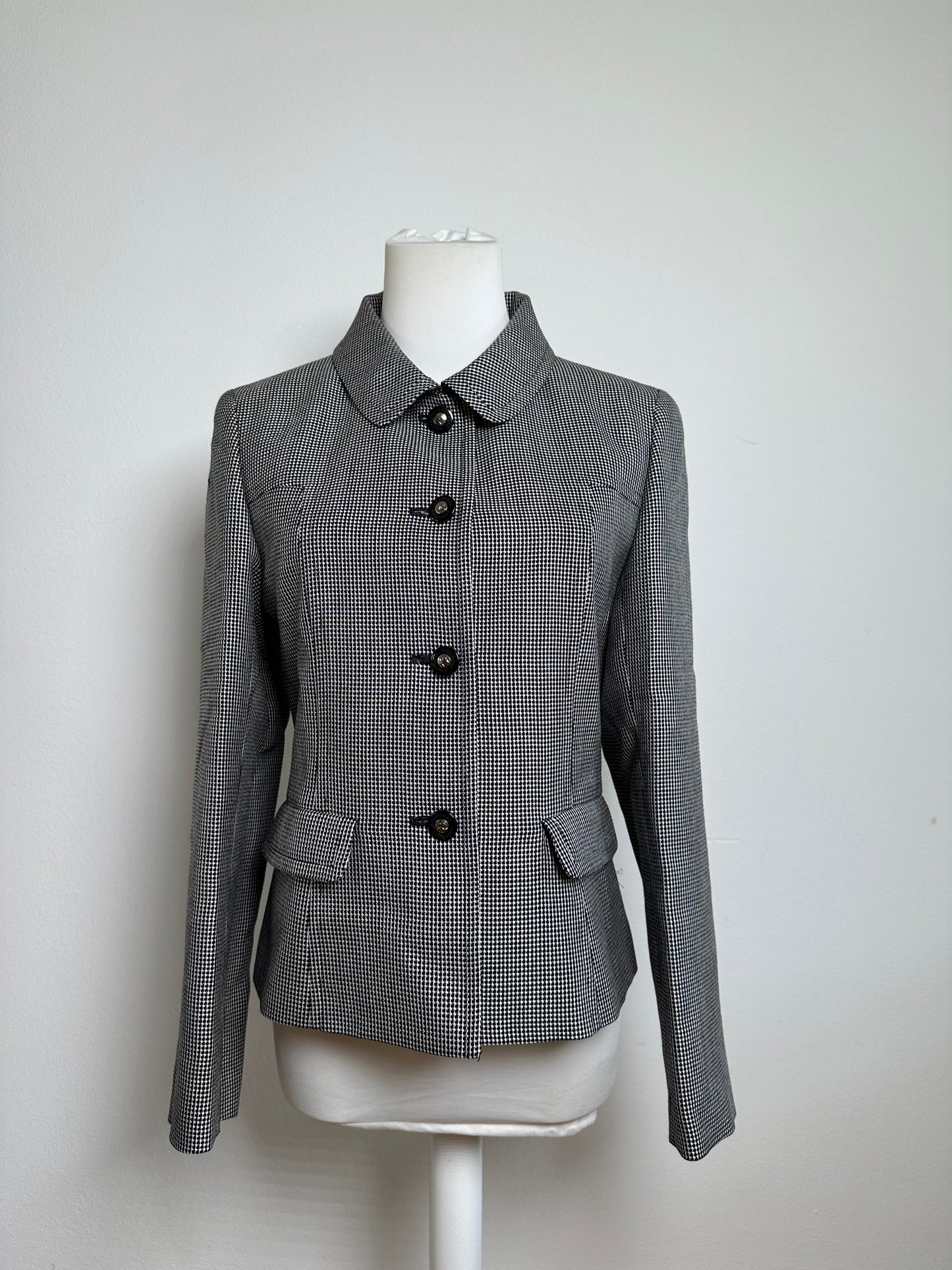 Vintage Courreges Checked Blazer Black White M