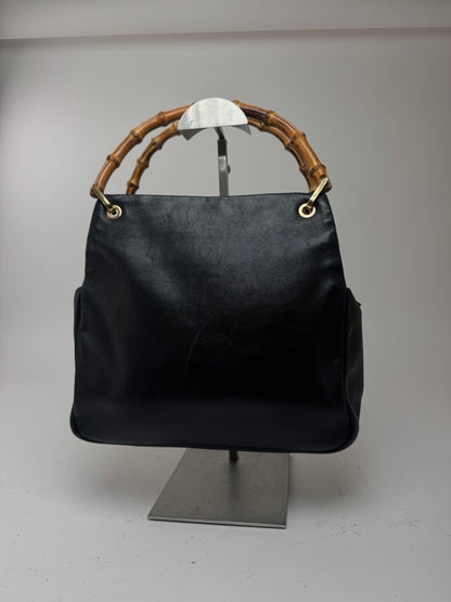 Sac vintage Gucci en cuir bambou noir
