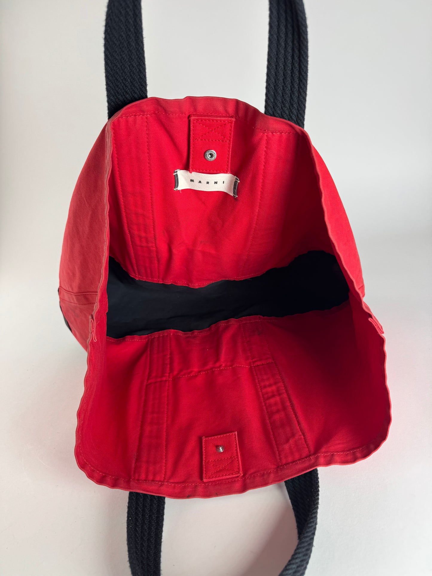 Vintage Marni Canvas Tote Bag Red Black Brown